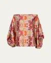 Silvia Tcherassi Bellagio Printed Silk-blend Blouse In Multclra