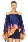 Silvia Tcherassi Tie-dye Bellagio Off-shoulder Blouse In Mediterranean Coral