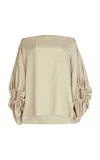 Silvia Tcherassi Bellagio Satin Off-the-shoulder Top In Nude