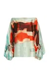 Silvia Tcherassi Bellagio Stretch-silk Off-the-shoulder Top In Multi