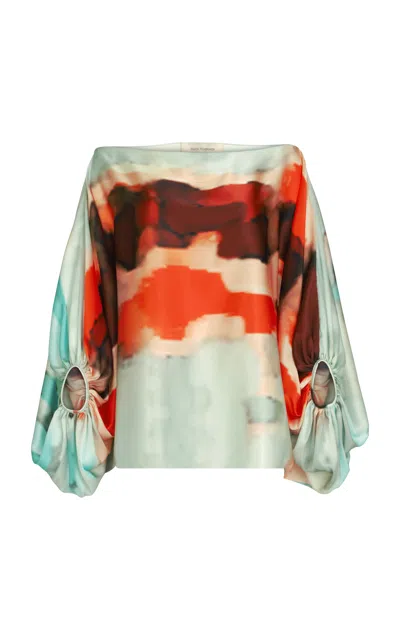 Silvia Tcherassi Bellagio Stretch-silk Off-the-shoulder Top In Multi