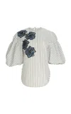 Silvia Tcherassi Belle Embroidered Cotton Top In Stripe