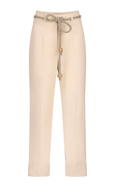 Silvia Tcherassi Beryl Cropped Cotton-blend Pants In Off-white