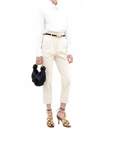 Silvia Tcherassi Beryl Cropped Pants In Beige In White