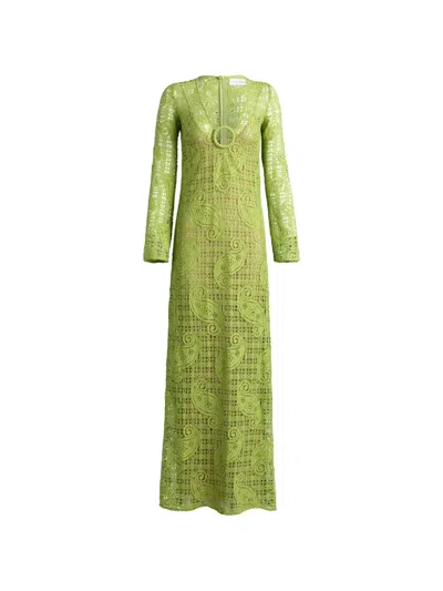 Silvia Tcherassi Bette Paisley-lace Maxi Dress In Green