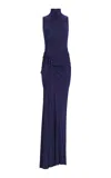 Silvia Tcherassi Bogna Gathered Jersey Maxi Dress In Navy