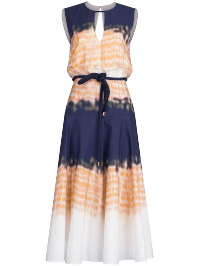 Silvia Tcherassi Bora Tie-dye Midi Dress In Blue