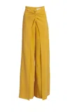 Silvia Tcherassi Canturipe Twisted Crepe Wide-leg Pants In Yellow