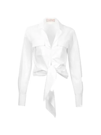 Silvia Tcherassi Caserta Tie Front Blouse In White