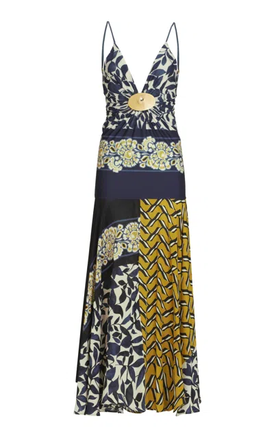 Silvia Tcherassi Casiana Gathered Jersey Midi Dress In Multi