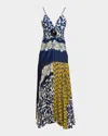 Silvia Tcherassi Casiana Mixed-print Sleeveless Drop-waist Maxi Dress In Blue