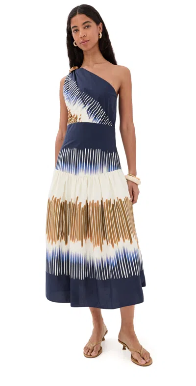 Silvia Tcherassi Catalina Dress Navy Mustard Abstract