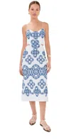 Silvia Tcherassi Ceres Dress White Navy Embroidery In Blue