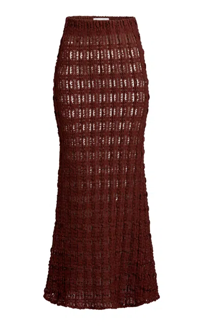 Silvia Tcherassi Ciji Cotton-blend Maxi Skirt In Burgundy