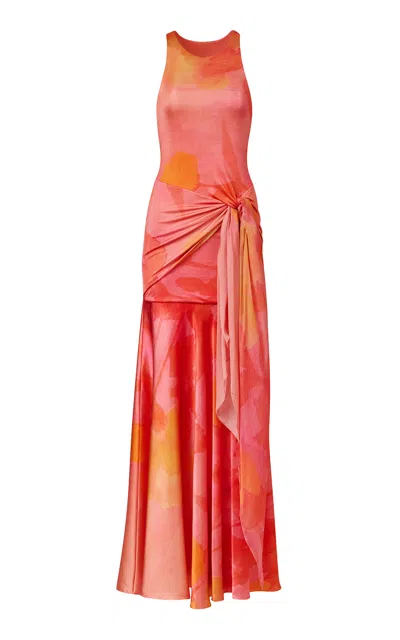 Silvia Tcherassi Clarice Silk-blend Maxi Dress In Orange