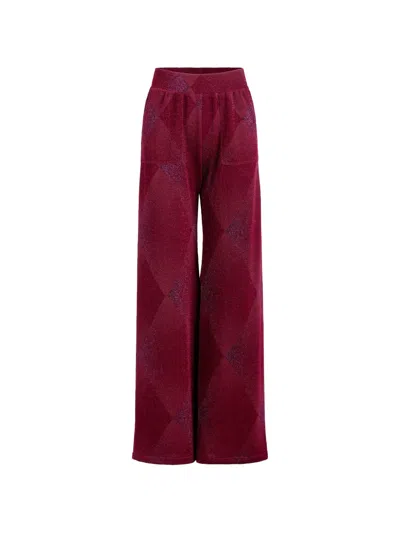 Silvia Tcherassi Colbie Argyle-knit Trousers In Burgundy