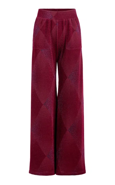 Silvia Tcherassi Colbie Metallic Knit Trousers In Burgundy