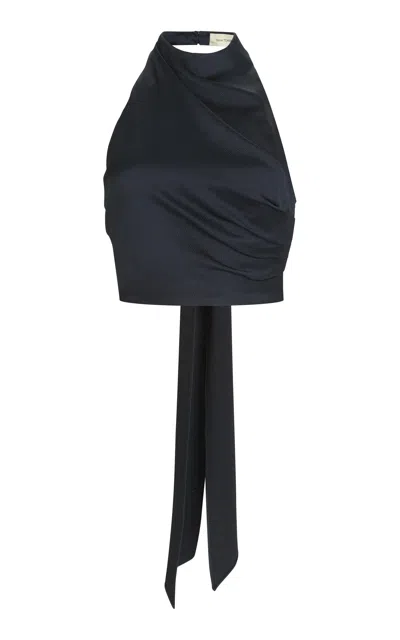 Silvia Tcherassi Colima Crepe Halter Top In Navy
