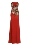 Silvia Tcherassi Collins Strapless Floral Dress In Red