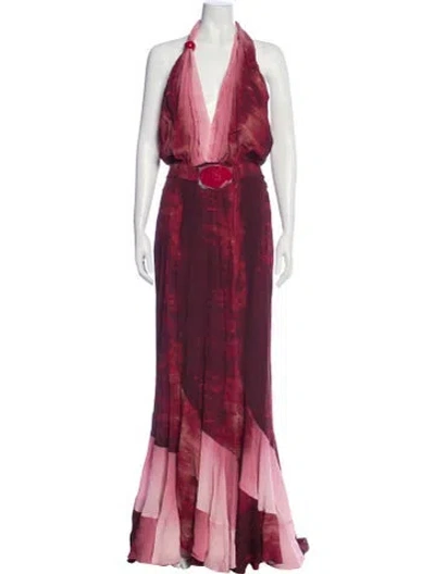 Pre-owned Silvia Tcherassi Colorblock Pattern Long Dress W/ Tags In Red