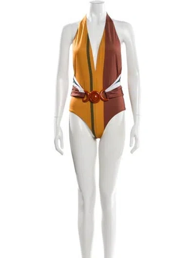 Pre-owned Silvia Tcherassi Colorblock Pattern One-piece W/ Tags In Orange