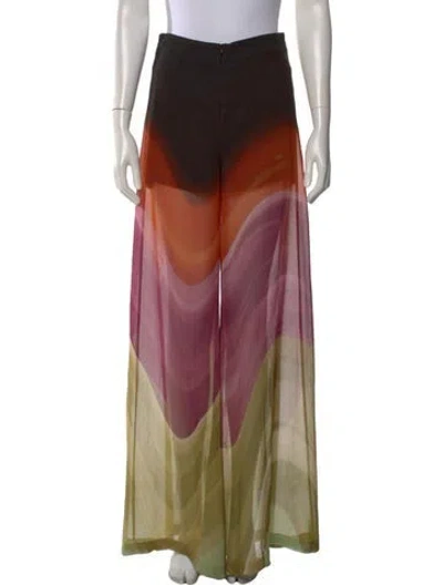 Pre-owned Silvia Tcherassi Colorblock Pattern Wide Leg Pants In Green