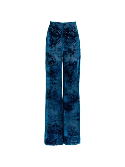 Silvia Tcherassi Como Devoré-velvet Trousers In Blue