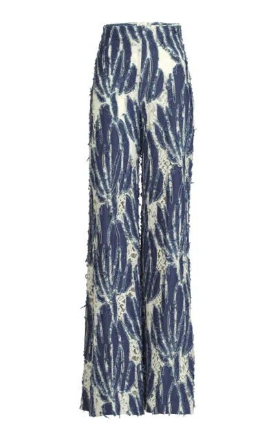 Silvia Tcherassi Como Distressed Denim Wide-leg Pants In Blue