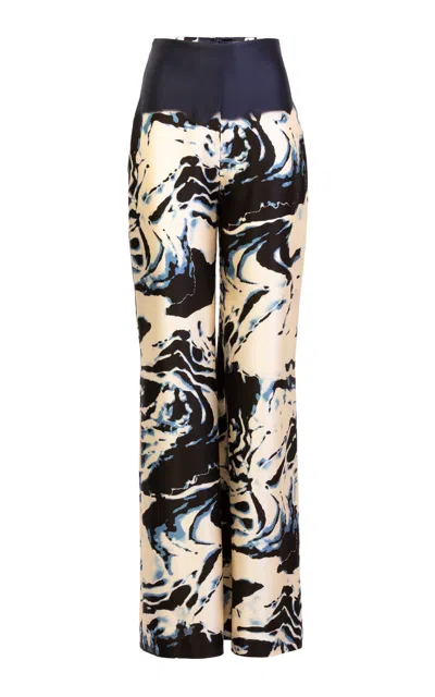Silvia Tcherassi Como Silk Wide Leg Pants In Blue