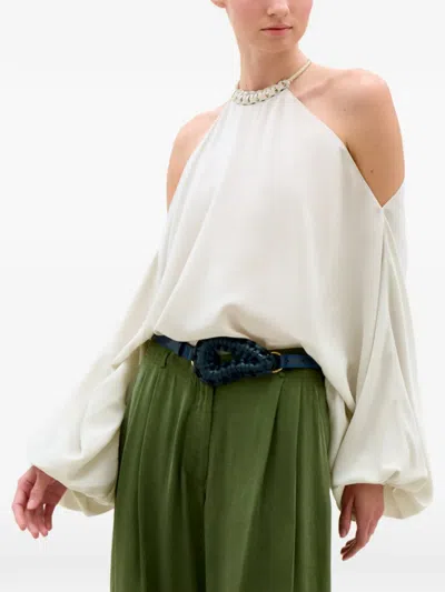 Silvia Tcherassi Consuelo Cold-shoulder Blouse In Red