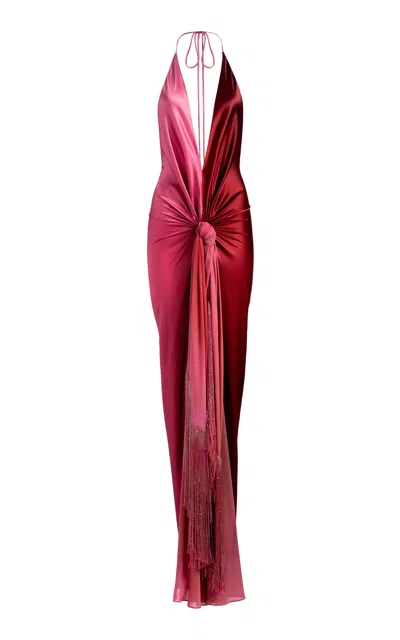 Silvia Tcherassi Corsario Silk-blend Halter Maxi Dress In Burgundy