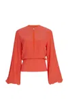 Silvia Tcherassi Covilha Silk Top In Coral