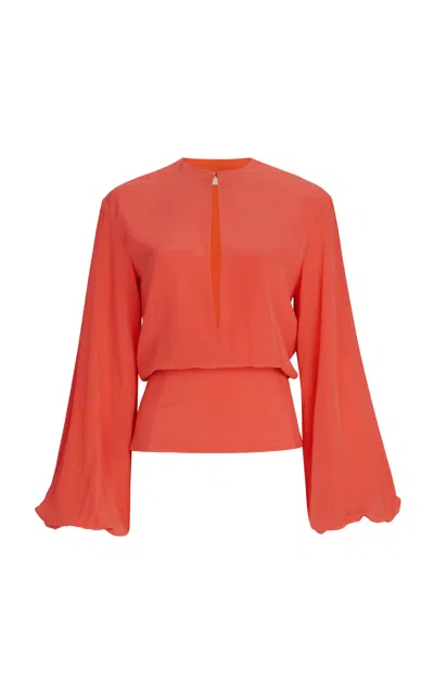 Silvia Tcherassi Covilha Silk Top In Coral