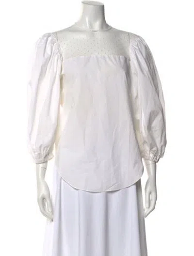 Pre-owned Silvia Tcherassi Crew Neck Long Sleeve Blouse In White