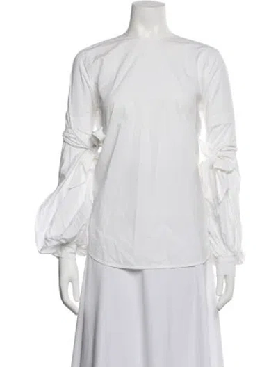 Pre-owned Silvia Tcherassi Crew Neck Long Sleeve Blouse In White