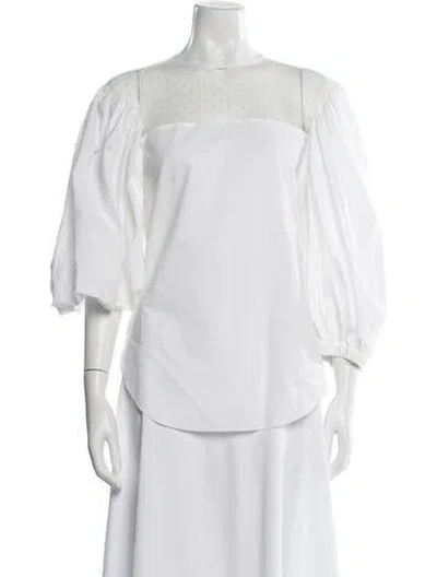 Pre-owned Silvia Tcherassi Crew Neck Three-quarter Sleeve Blouse W/ Tags In White