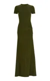 Silvia Tcherassi Cristal Short-sleeve Maxi Dress In Green