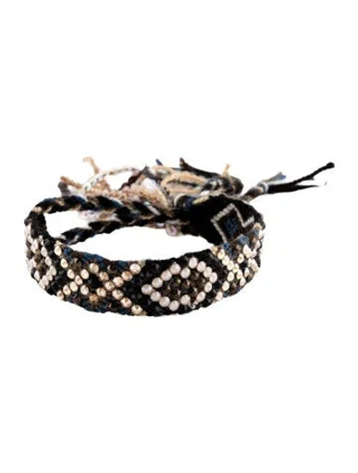 Pre-owned Silvia Tcherassi Crystal & Thread Braided Bracelet, 5" In Multicolor