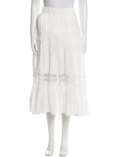 Pre-owned Silvia Tcherassi Cutout Accent Midi Length Skirt In White