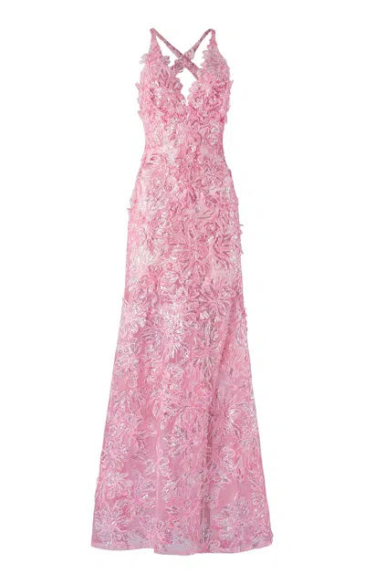 Silvia Tcherassi Daira Appliquéd Gown In Pink