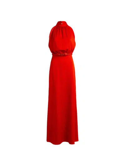 Silvia Tcherassi Damara Belted Halterneck Maxi Dress In Red