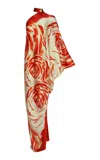 Silvia Tcherassi Dani Asymmetric Stretch-silk Maxi Dress In Red