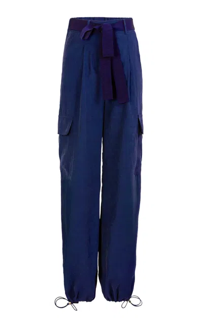 Silvia Tcherassi Darnell Crepe Cargo Pants In Blue