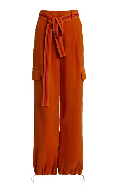 Silvia Tcherassi Darnell Crepe Cargo Pants In Orange