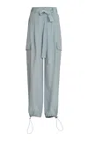 Silvia Tcherassi Darnell Cuffed Crepe Cargo Pants In Light Blue