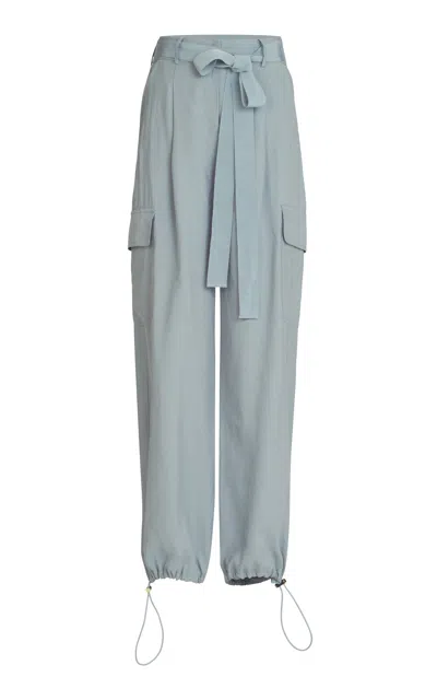 Silvia Tcherassi Darnell Cuffed Crepe Cargo Pants In Light Blue