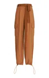 Silvia Tcherassi Darnell Cuffed Crepe Pants In Tan