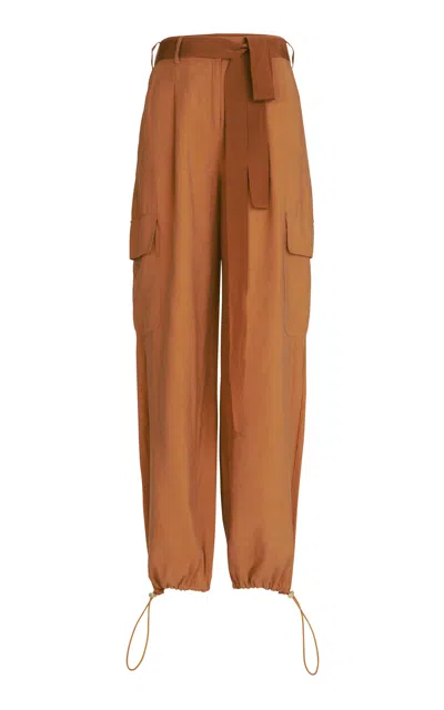 Silvia Tcherassi Darnell Cuffed Crepe Pants In Tan