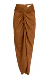 Silvia Tcherassi Denise Draped Midi Skirt In Brown