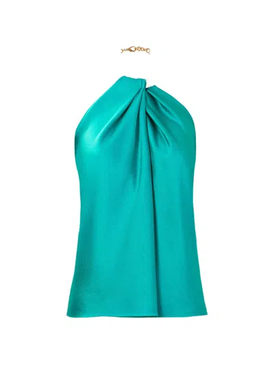 Silvia Tcherassi Dianela Halterneck Blouse In Green